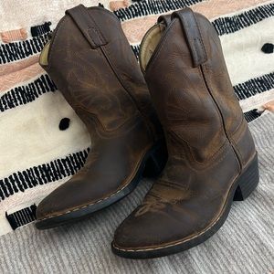 Kids Masterson Boot Co. brown leather cowboy boots